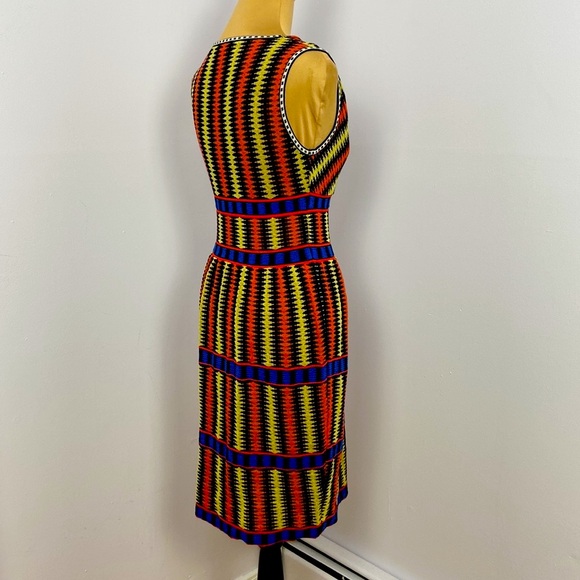 M Missoni Graphic Knit Asymmetrical Neck Apricot Yellow Black & Cobolt Size XS - Picture 6 of 13